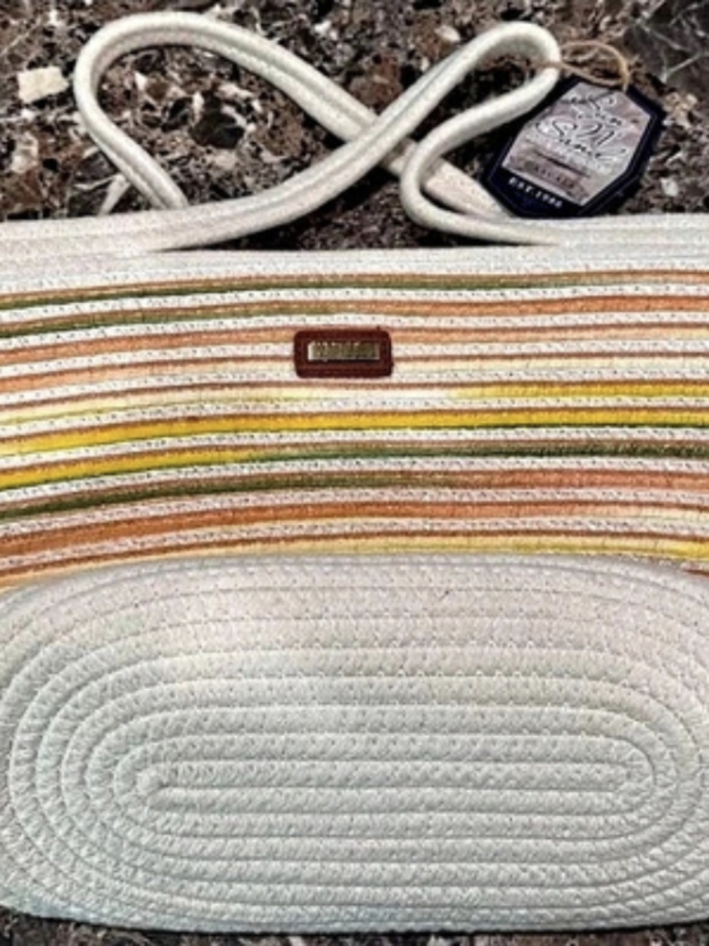 Sun 'N' Sand Striped Shoulder Bag in White & Orange